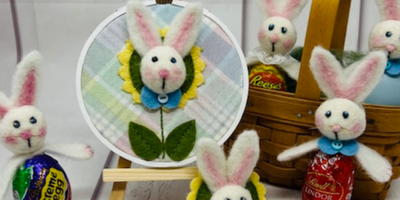 Hop into Spring: Vickie’s Bunny Brooch, Chocolate Egg Pick and Hoop Art!