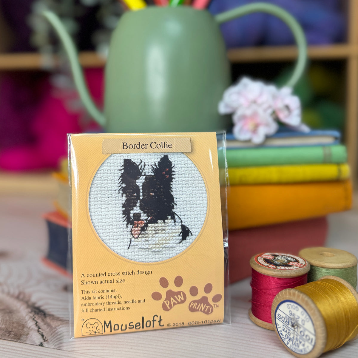 ML Paw Prints Border Collie Mini Cross Stitch Kit