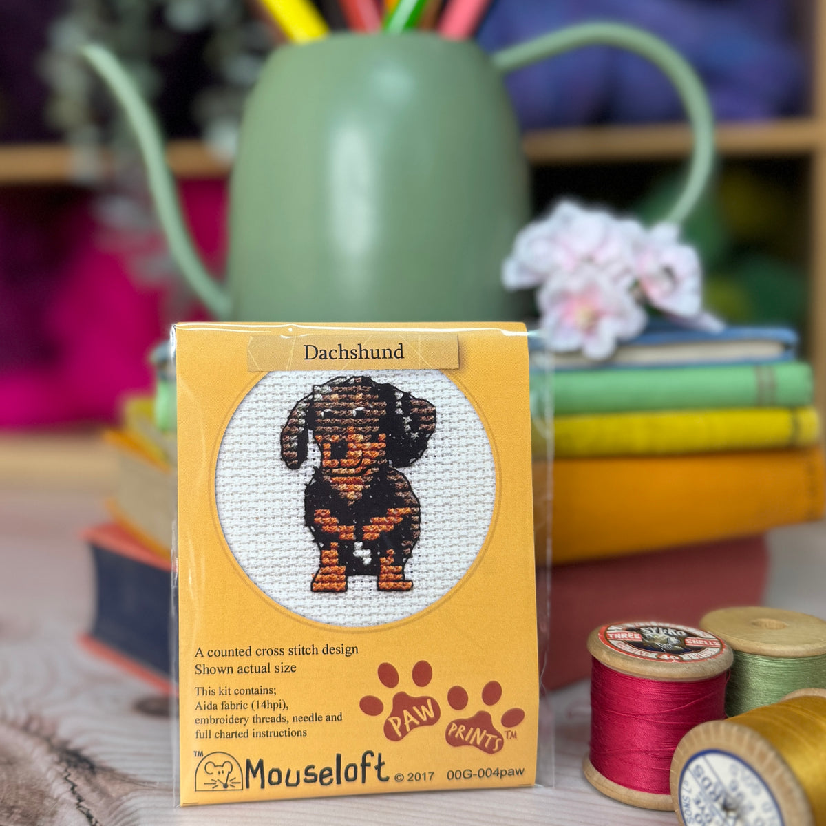 ML Paw Prints Dachshund Mini Cross Stitch Kit
