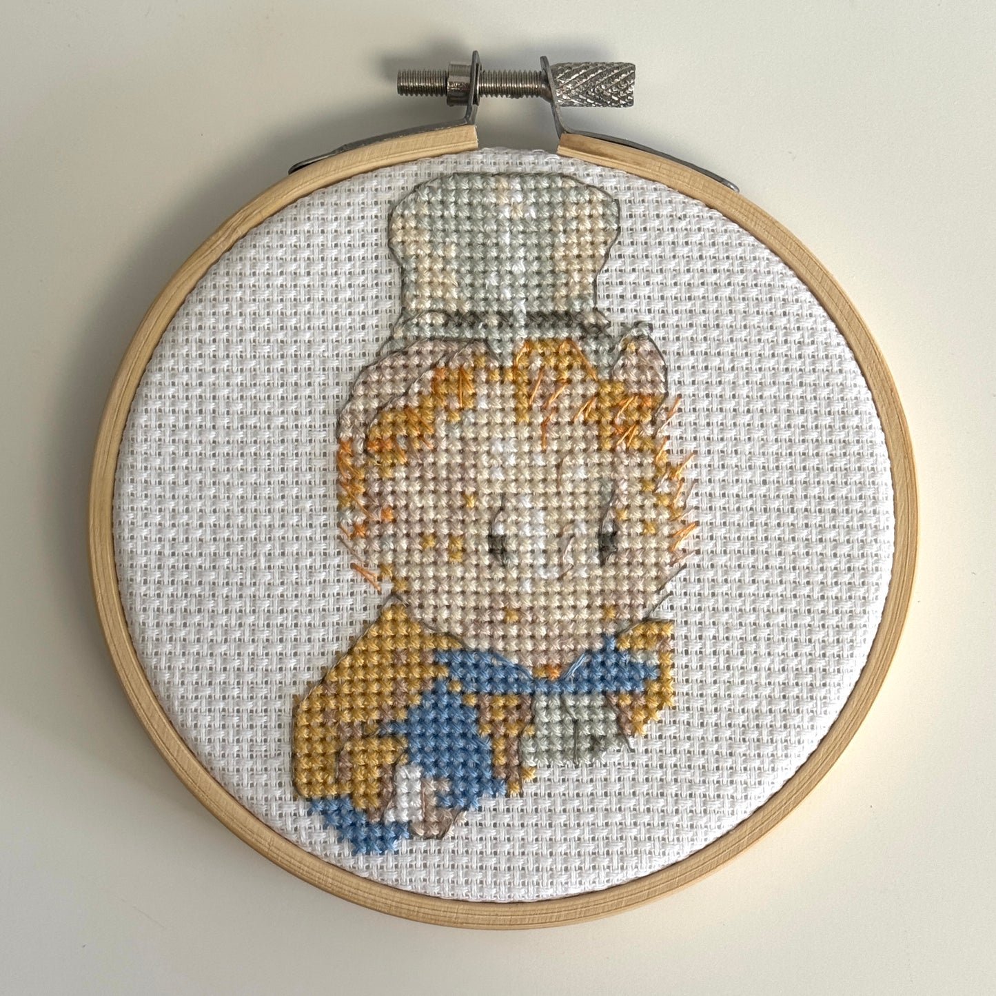 Amiable Guinea Pig Cross Stitch Completed Sample Hoop