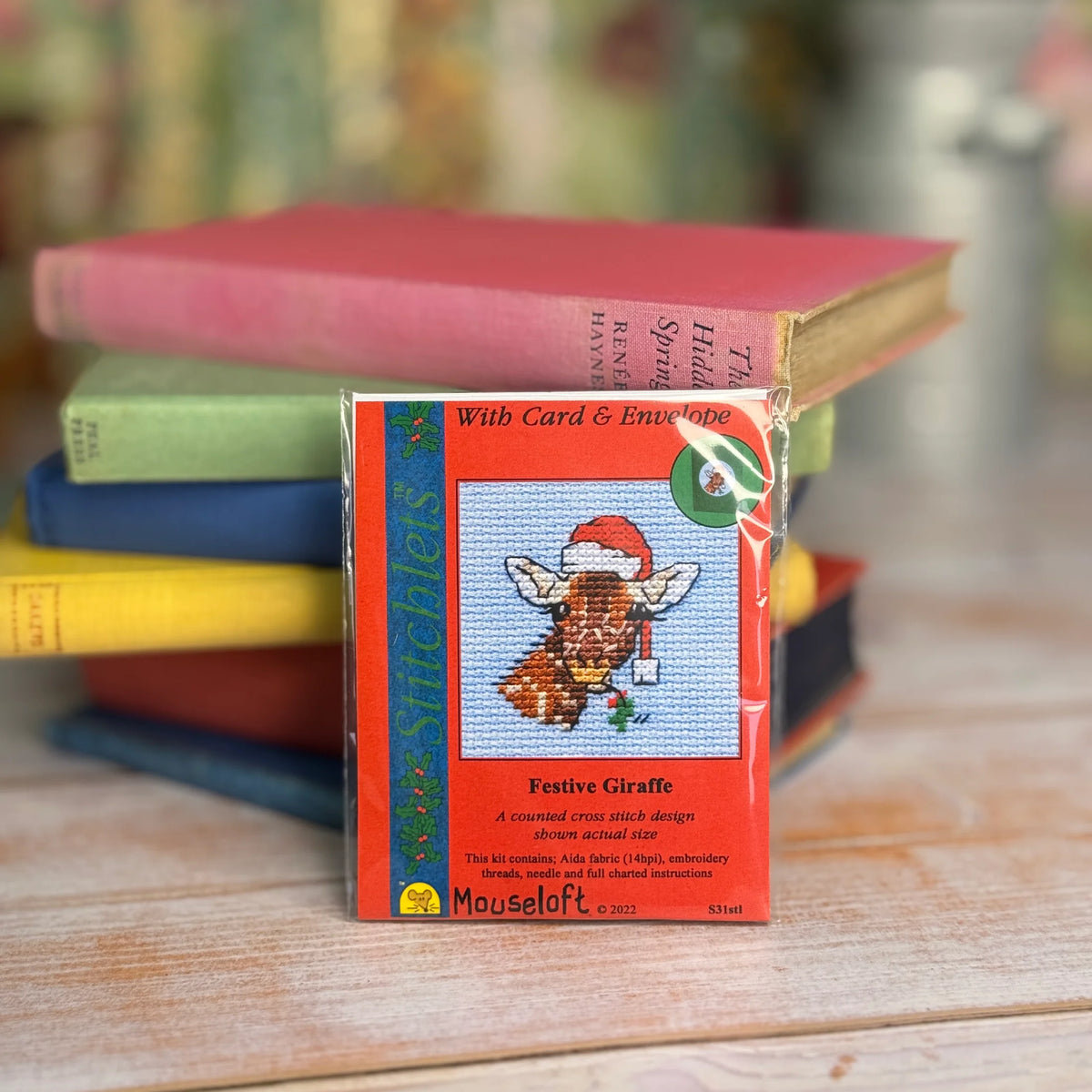 ML Festive Giraffe Christmas Mini Cross Stitch Kit (with card)