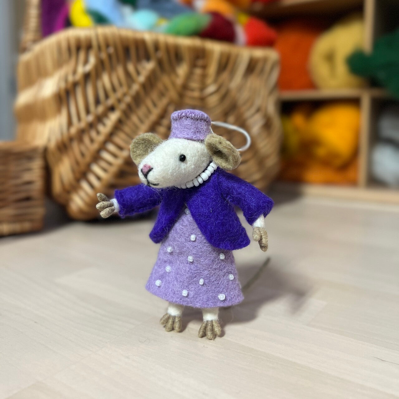Little Mouse with a Lilac Spotted Dress