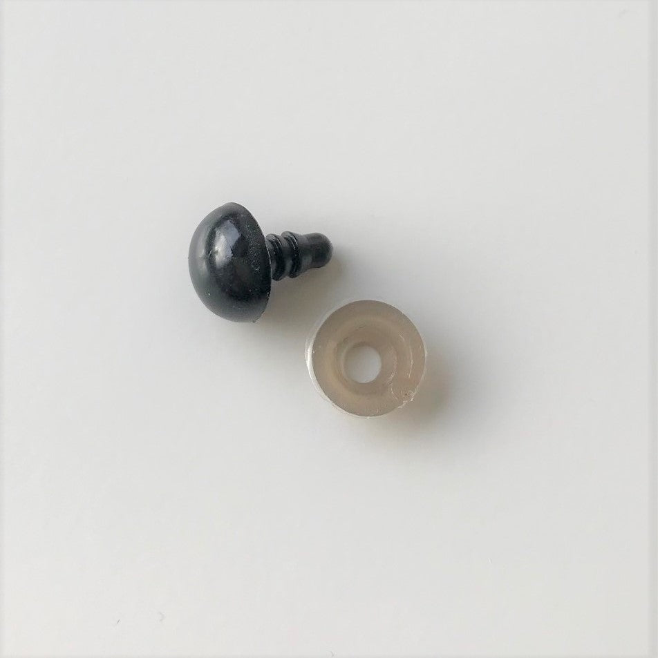 10mm Black Safety Eyes - 10 pairs (20 eyes) with backs