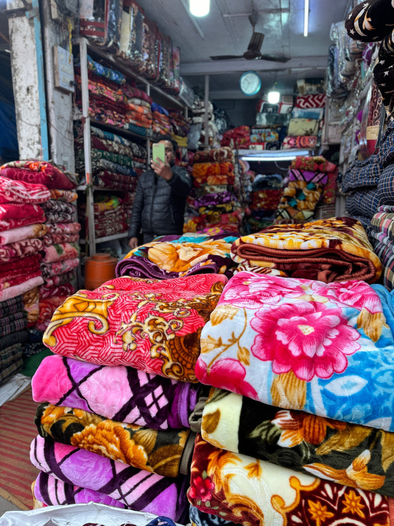 Large Quilted Tote Bag (Navy Patterns with Zip) The Crafty Kit Company