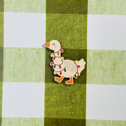 Festive Goose Pin Badge