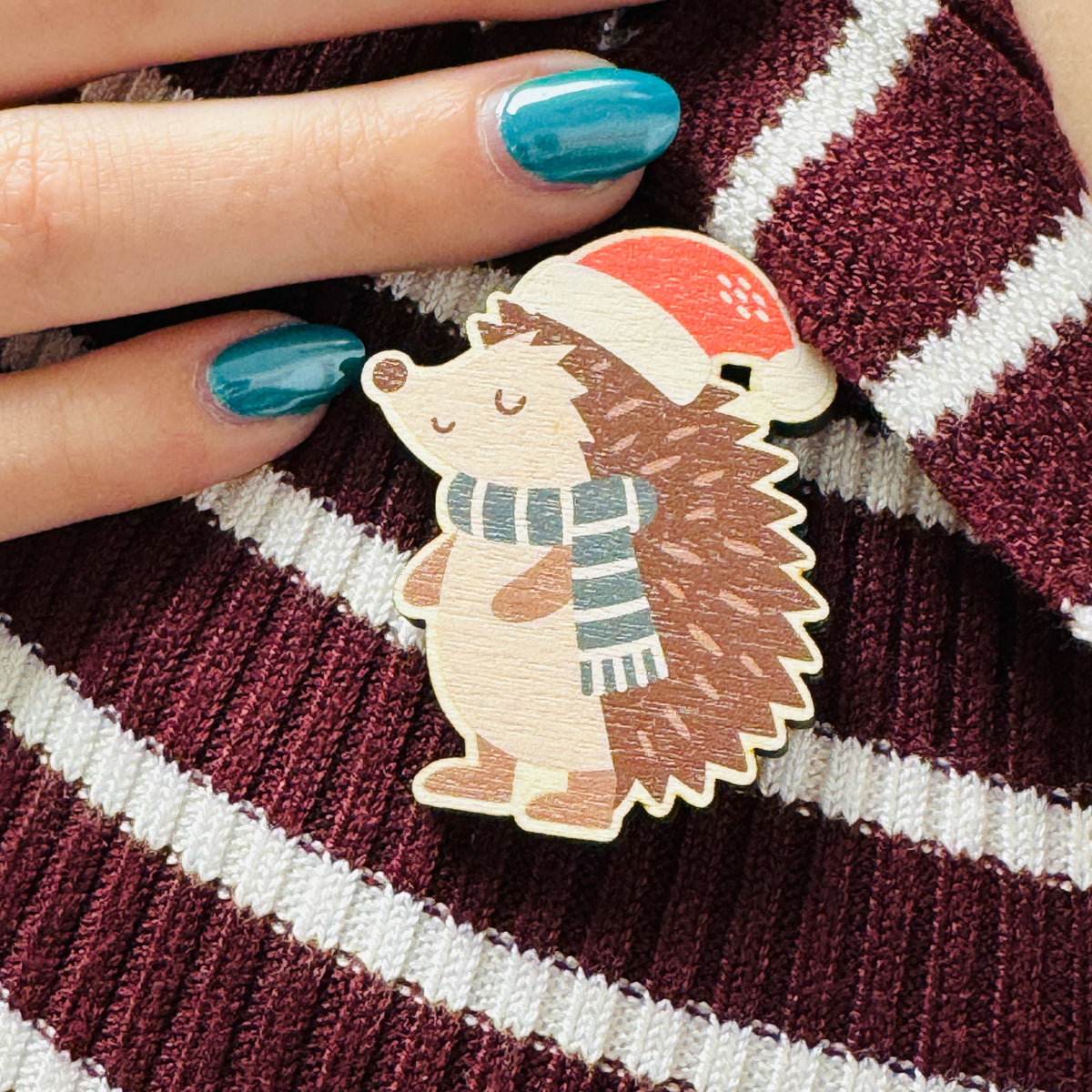 Winter Hedgehog Pin Badge