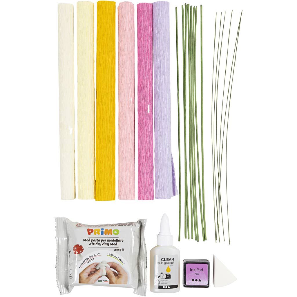 Crepe Paper Pastel Flowers Kit