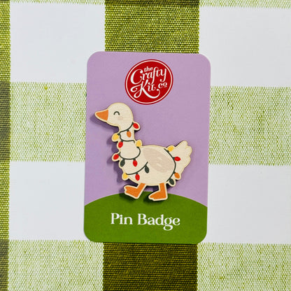 Festive Goose Pin Badge
