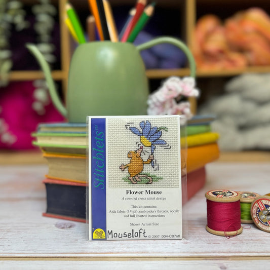 ML Stitchlets Flower Mouse Mini Cross Stitch Kit