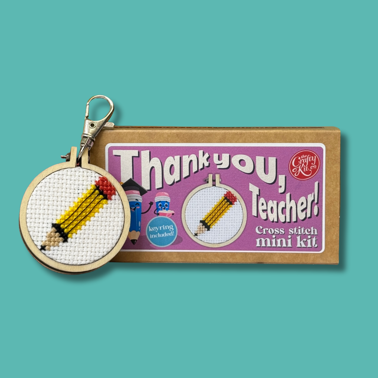 Thank you, Teacher! (pencil) Mini Matchbox Cross Stitch Kit