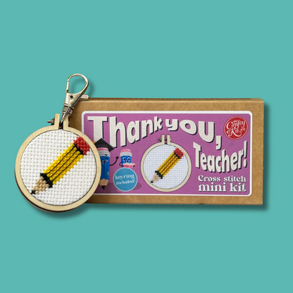 Thank you, Teacher! (pencil) Mini Matchbox Cross Stitch Kit