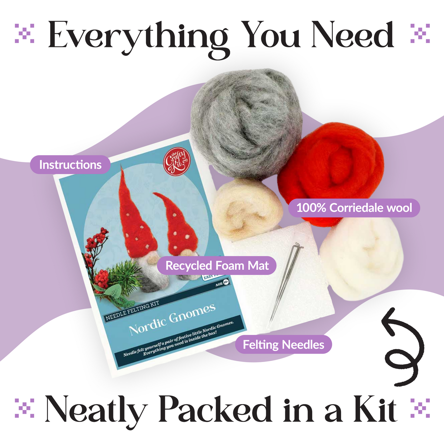 Nordic Gnomes Needle Felting Craft Kit