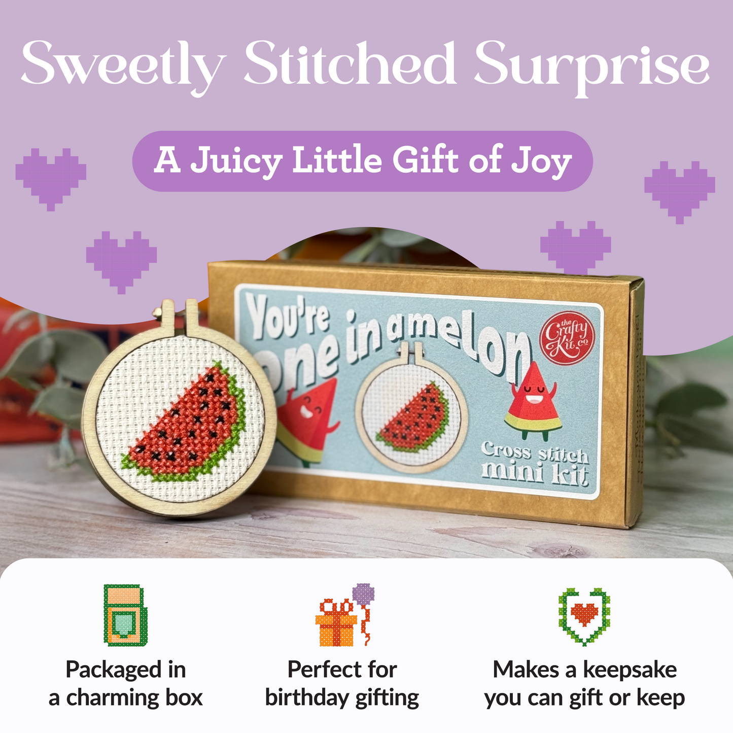 You're One In A Melon Mini Matchbox Cross Stitch Kit