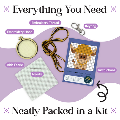 With Love from Scotland (Highland Cow) Mini Matchbox Cross Stitch Kit