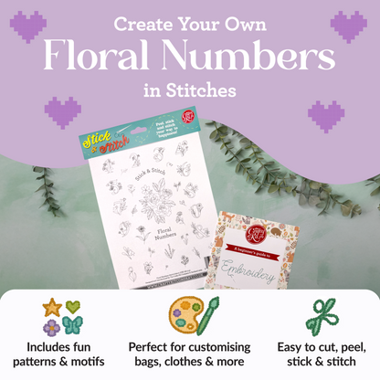 Floral Numbers Stick & Stitch Embroidery