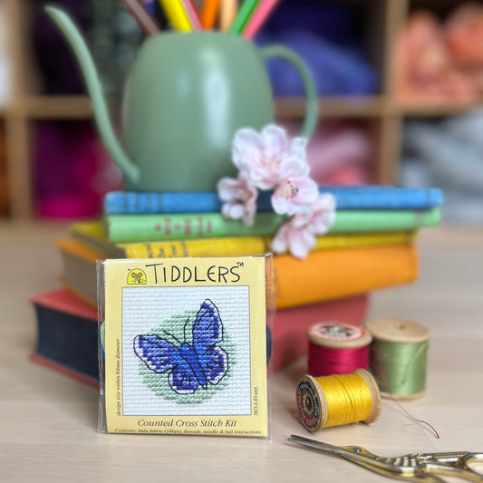 Tiddlers Blue Butterfly Mini Cross Stitch Kit