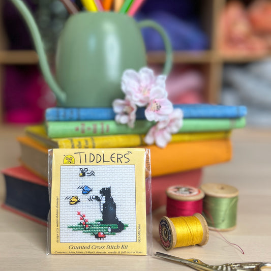 Tiddlers Curious Cat Mini Cross Stitch Kit