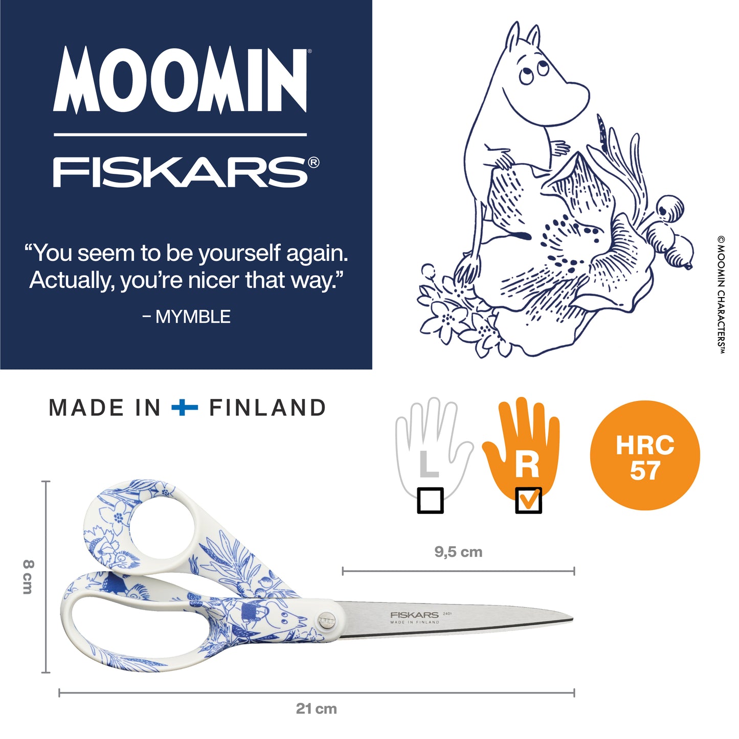 Fiskars x Moomin Haru General Purpose Scissors