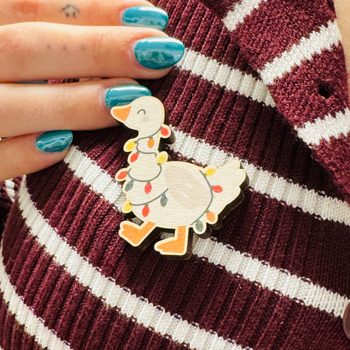 Festive Goose Pin Badge