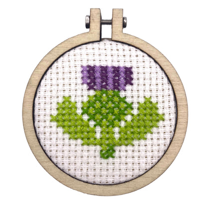 Greetings from The Scottish Highlands! (thistle) Mini Matchbox Cross Stitch Kit