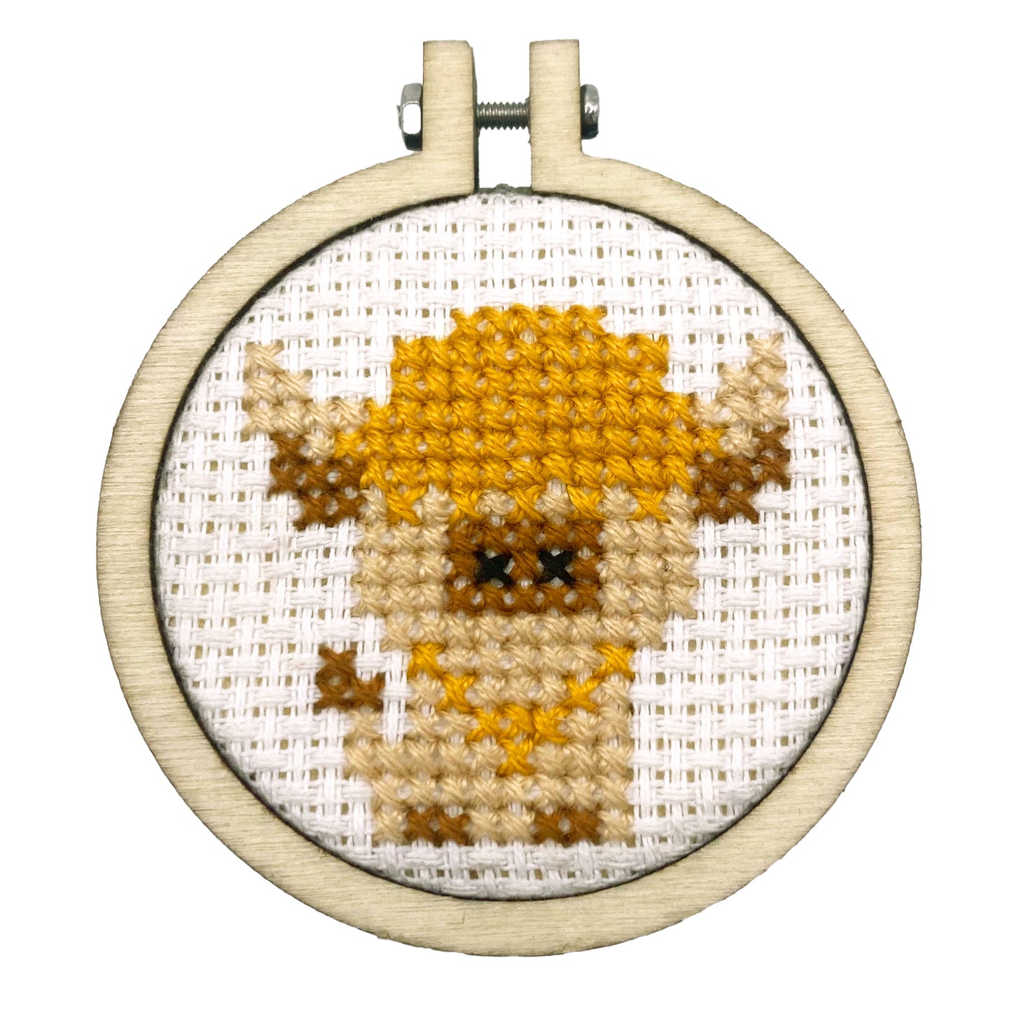 Greetings from The Scottish Highlands! (cow) Mini Matchbox Cross Stitch Kit