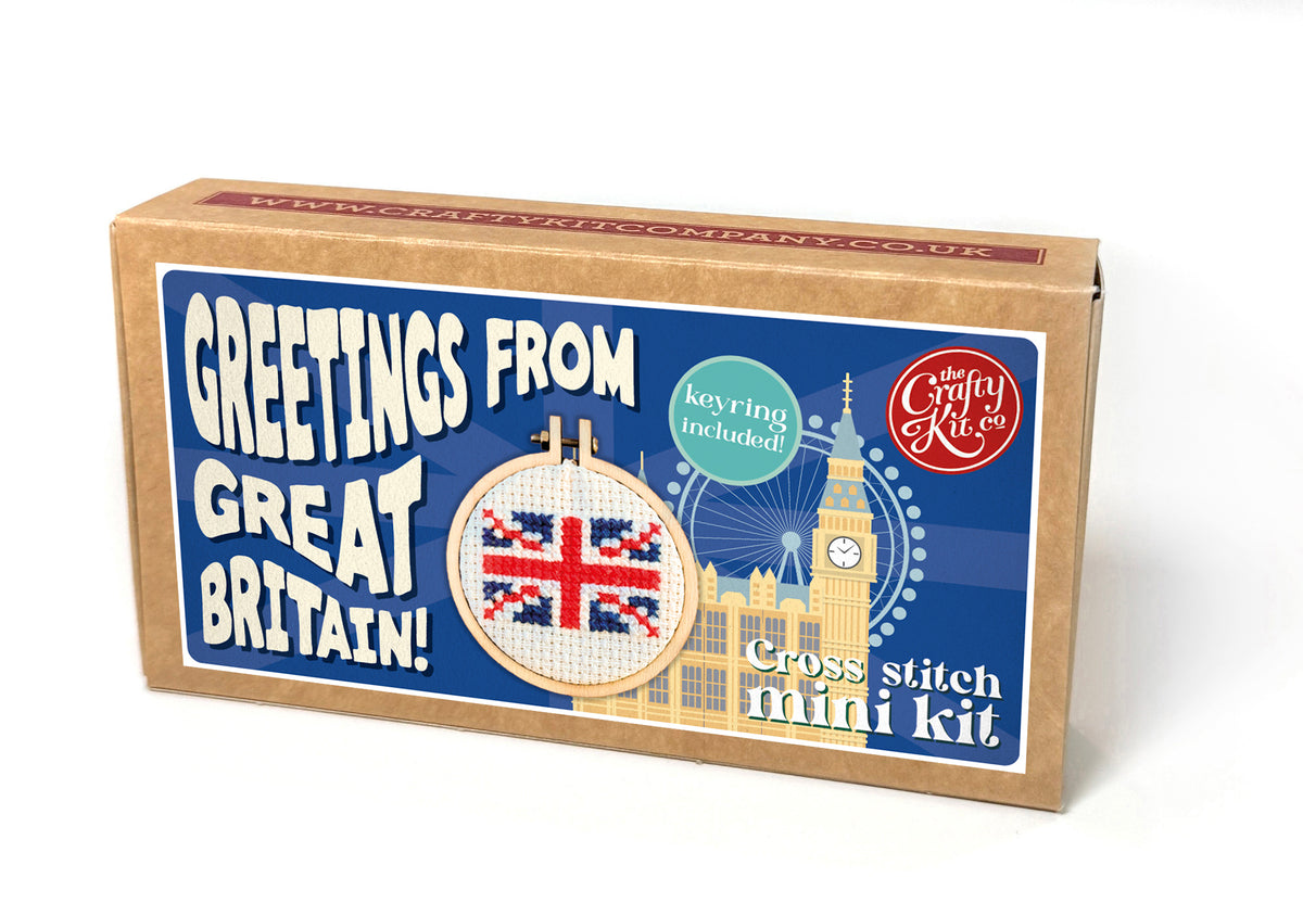 Greetings from Great Britain! Mini Matchbox Cross Stitch Kit