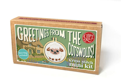 Greetings from The Cotswolds (sheep) Mini Matchbox Cross Stitch Kit