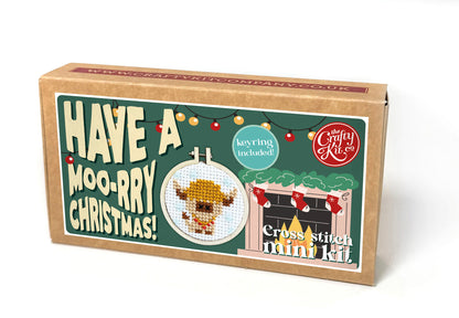 Have a Moo-rry Christmas! Mini Matchbox Cross Stitch Kit