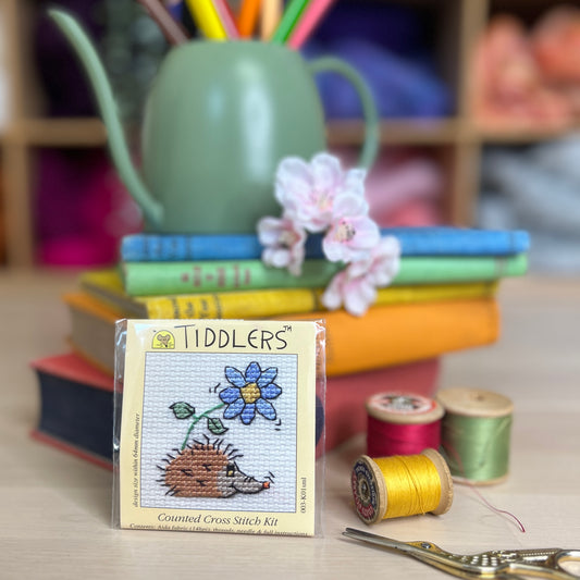 Tiddlers Hedgehog with Flower Mini Cross Stitch Kit