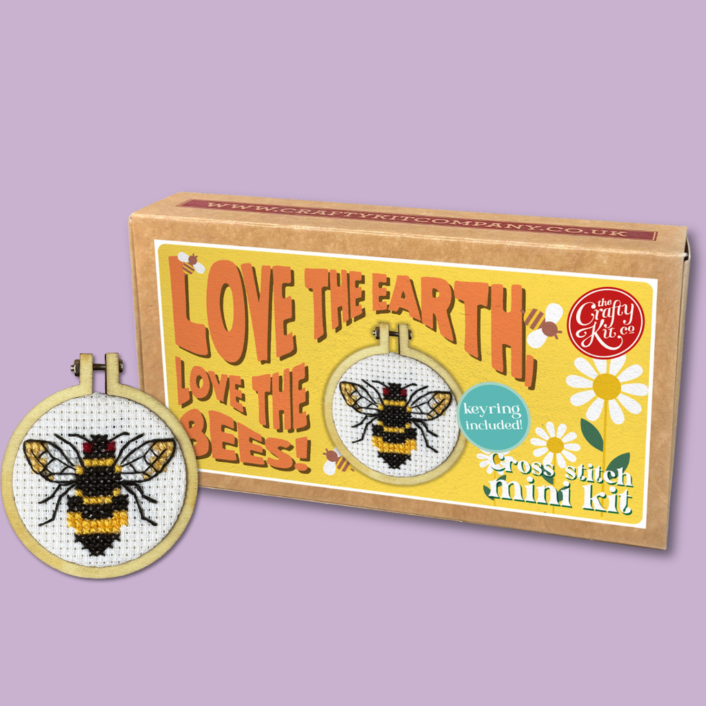 Love the Earth, Love the Bees! Mini Matchbox Cross Stitch Kit