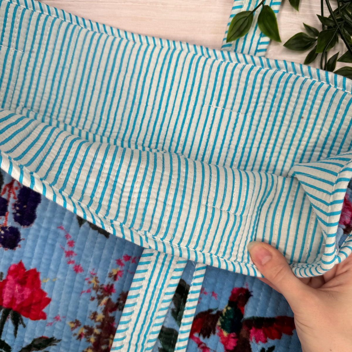 Velvet Small Reversible Quilted Tote Bag (pattern 4)