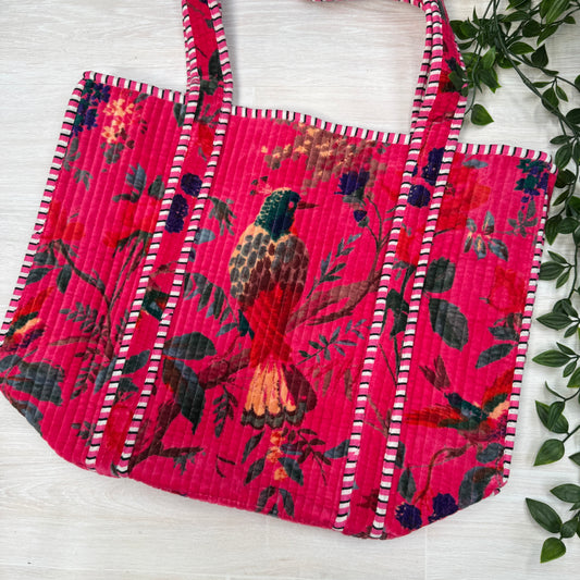 Velvet Small Reversible Quilted Tote Bag (pattern 2)