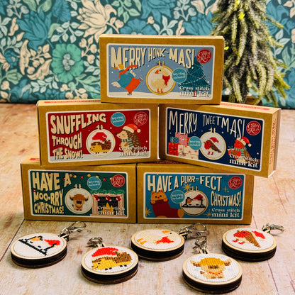 Snuffling Through the Snow! Mini Matchbox Cross Stitch Kit
