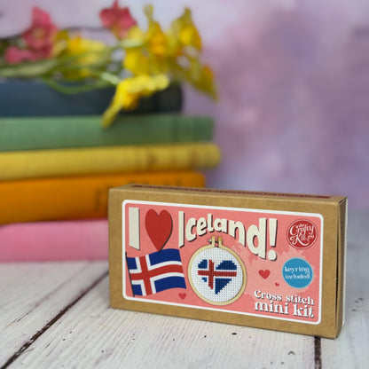I Love Iceland! Mini Matchbox Cross Stitch Kit