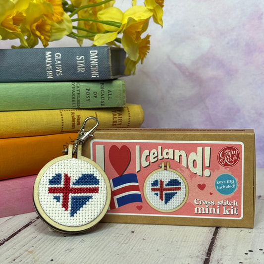 I Love Iceland! Mini Matchbox Cross Stitch Kit