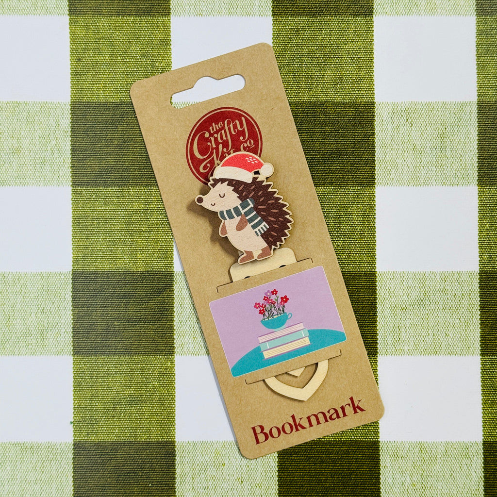 Winter Hedgehog Wooden Bookmark