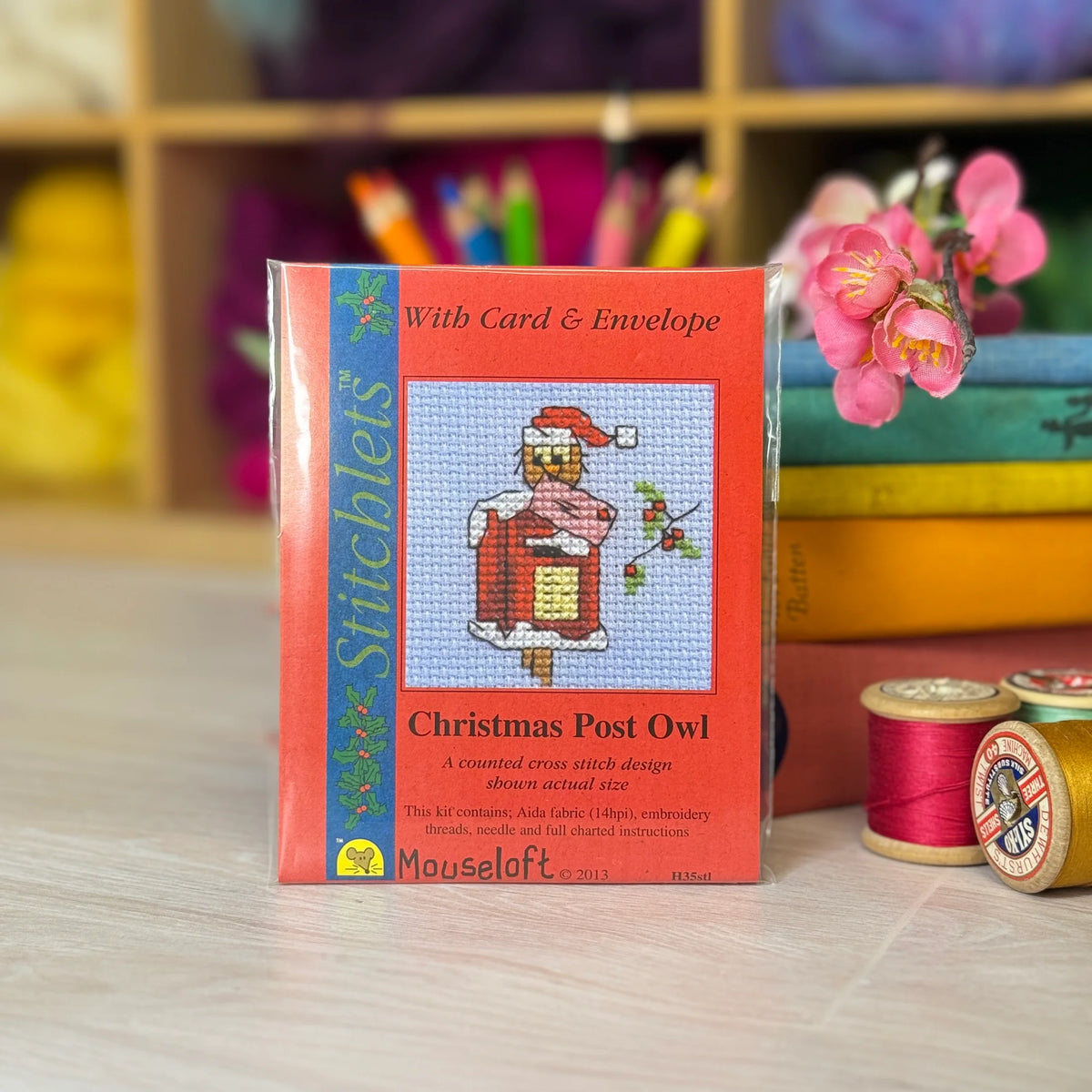 ML Christmas Post Owl Mini Cross Stitch Kit (with card)