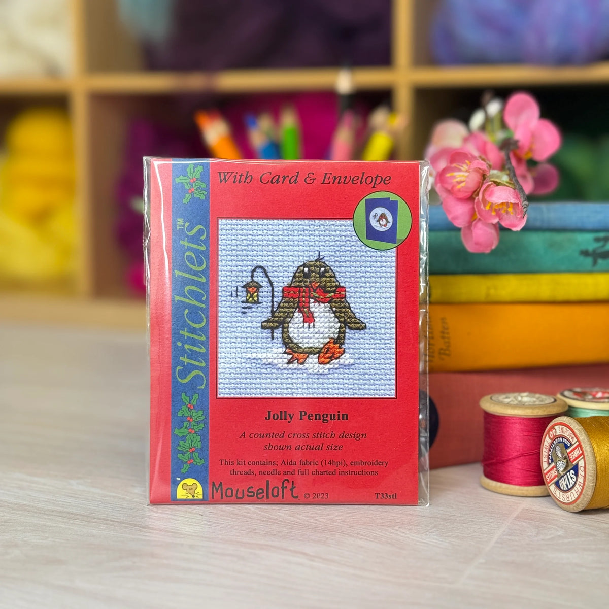 ML Jolly Penguin Christmas Mini Cross Stitch Kit (with card)