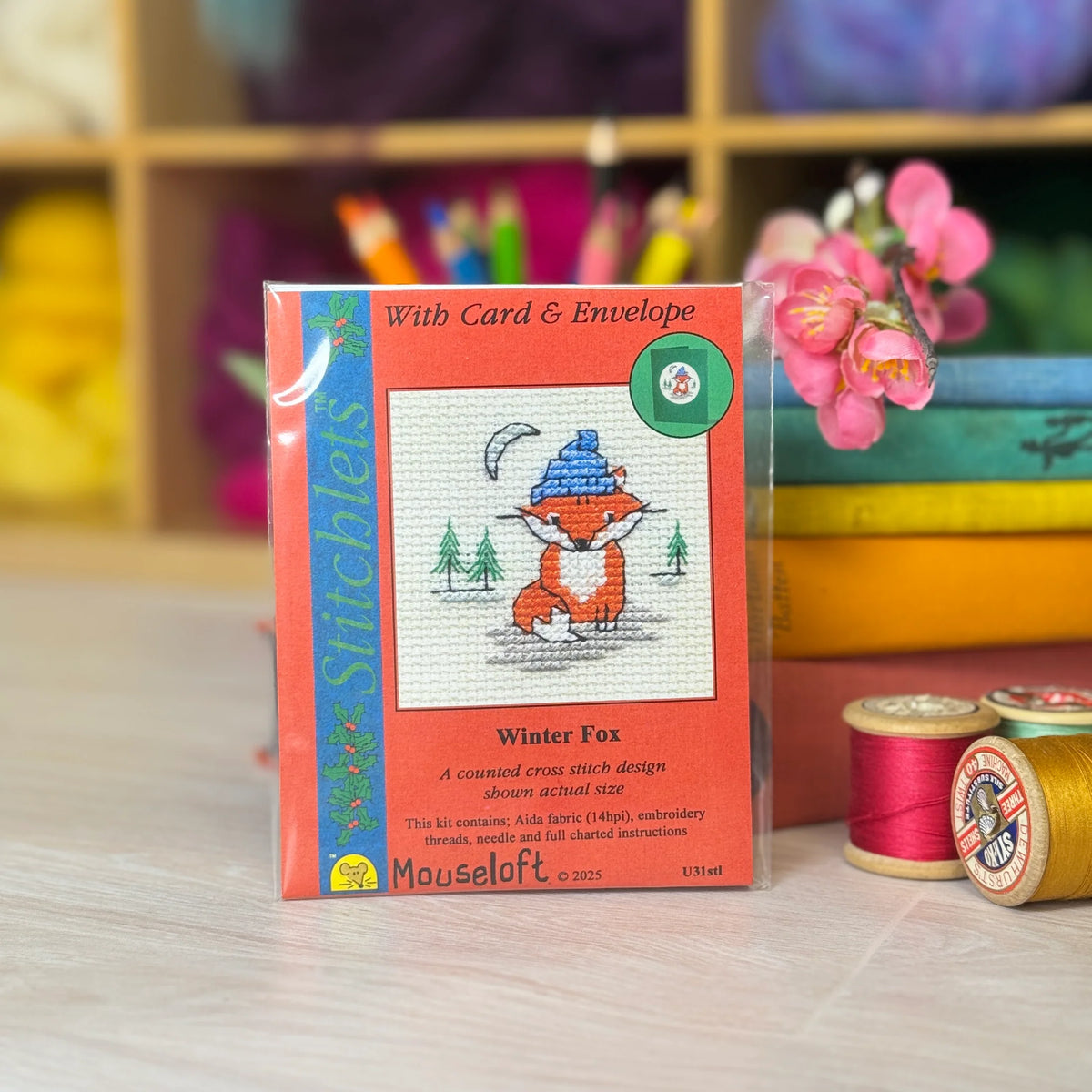 ML Winter Fox Christmas Mini Cross Stitch Kit (with card)