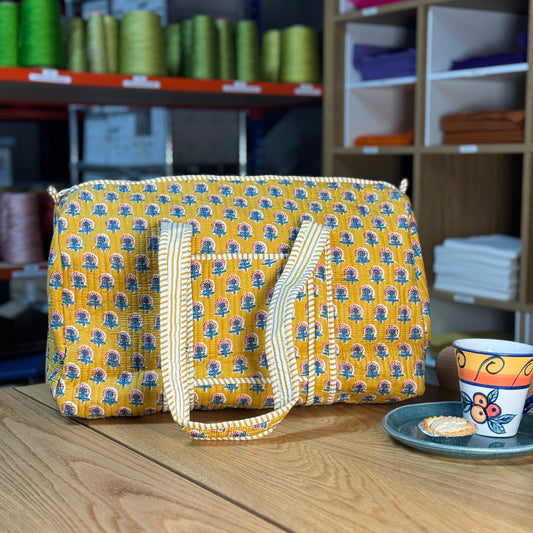 Large Quilted Overnight Duffle Bag (dark yellow)