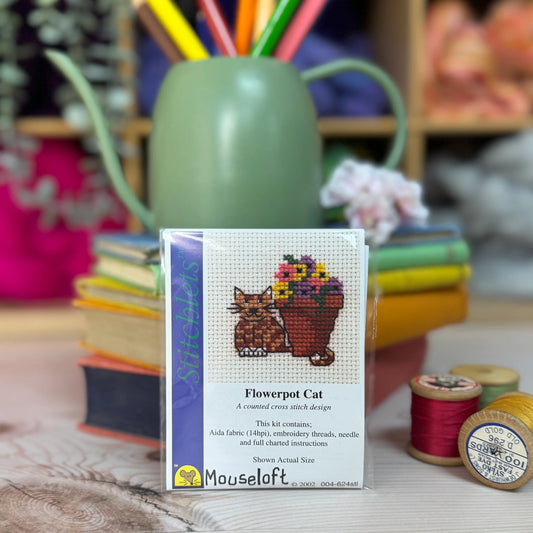 ML Stitchlets Flowerpot Cat Mini Cross Stitch Kit