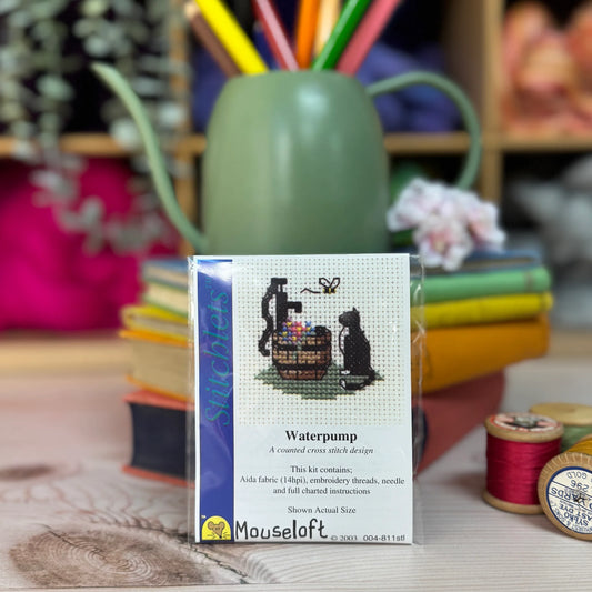 ML Stitchlets Cat at Waterpump Mini Cross Stitch Kit