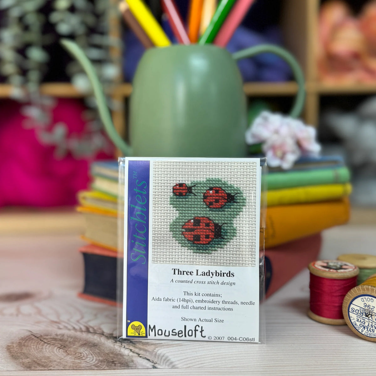 ML Stitchlets Three Ladybirds Mini Cross Stitch Kit
