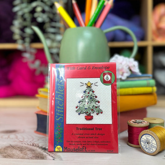 ML Traditional Tree Christmas Mini Cross Stitch Kit (with card)