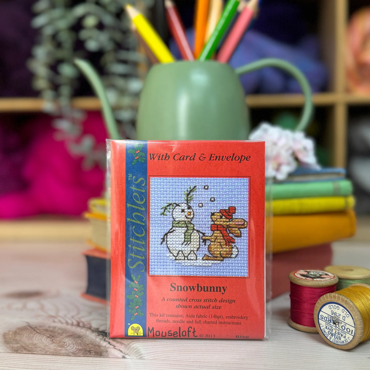 ML Snowbunny Christmas Mini Cross Stitch Kit (with card)