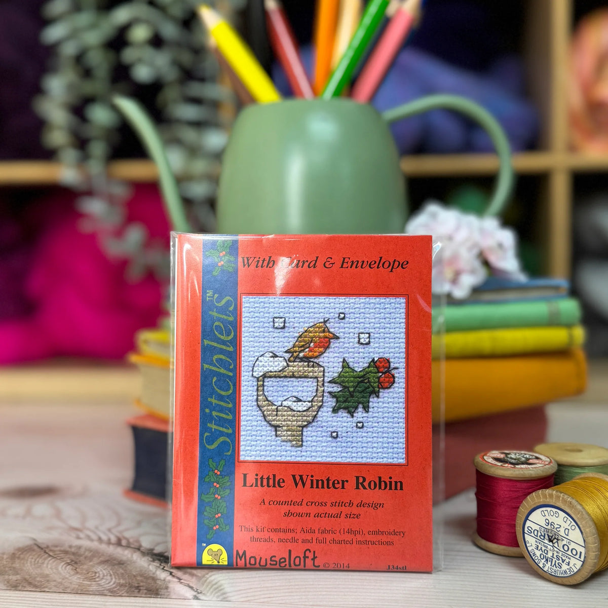 ML Little Winter Robin Christmas Mini Cross Stitch Kit (with card)