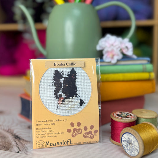 ML Paw Prints Border Collie Mini Cross Stitch Kit