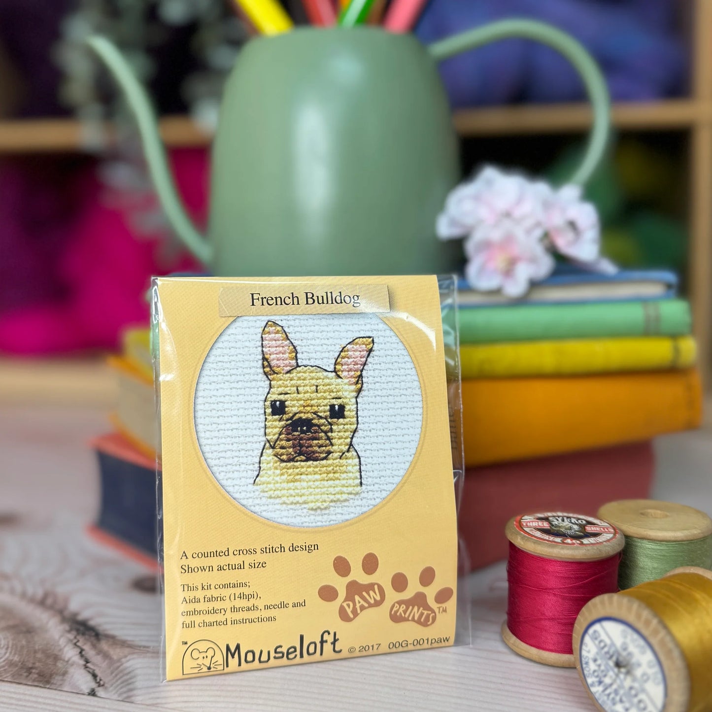 Paw Prints French Bulldog Mini Cross Stitch Kit