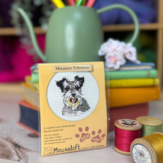 ML Paw Prints Miniature Schnauzer Mini Cross Stitch Kit