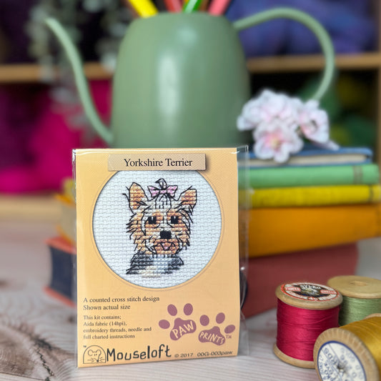 ML Paw Prints Yorkshire Terrier Mini Cross Stitch Kit